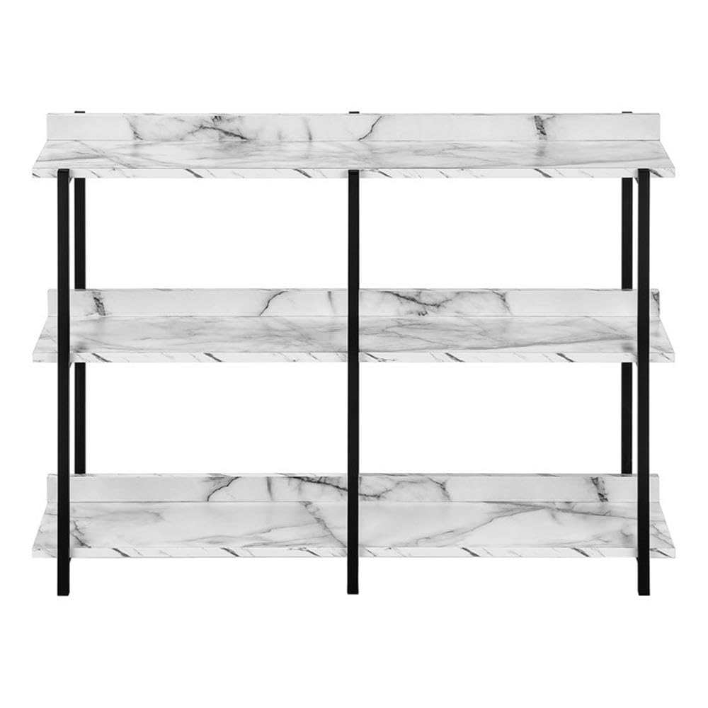 Monarch Specialties 2221 Accent Table, Console, Entryway, Narrow, Sofa, Living Room, Bedroom, Metal, Laminate, Contemporary, Modern Table-48, 47.25" L x 12" W x 34" H, White Marble-Look/Black